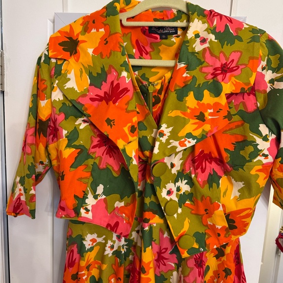 Trashy Diva by Candice Gwinn Floral Midi Dress - Green, Orange, Pink size 10 - Picture 7 of 7